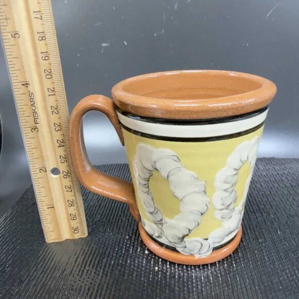 Greenfield‎ Village Pottery R Forrey Redware Pottery Coffee Mug Cup Folk Art VTG